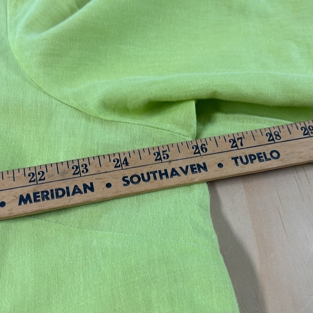 Carroll Reed Woman 100% Linen Lime Green Button Up Shirt Roll Tab Sleeve Size 1X - Picture 7 of 11